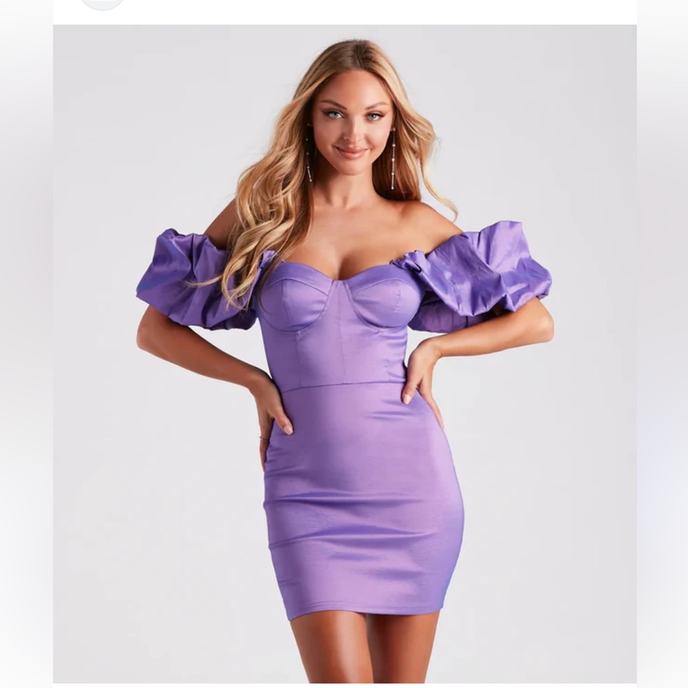 Elegant Purple Ruffled Women's Dress from Windsor size medium